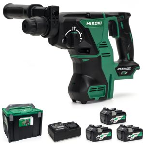 HiKOKI DH36DPA/JSZ 36V Multi-Volt Cordless SDS-Plus Hammer Drill Brushless - 3 X 2.5Ah - Case - Charger