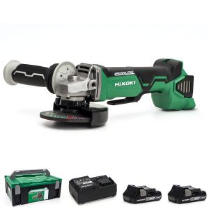 HiKOKI G18DBAL/JM 18V Cordless Angle Grinder (Paddle Switch) Brushless - 2 X 3.0Ah Batteries - Charger - Case