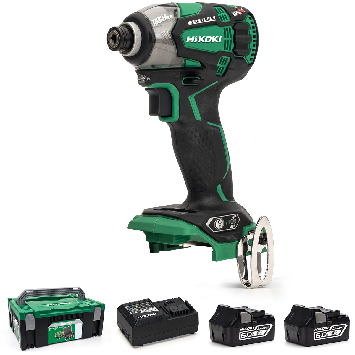 HiKOKI WH18DBDL2/JX 18V Cordless Impact Driver Brushless - 2 X 6.0Ah Batteries - Charger - Case
