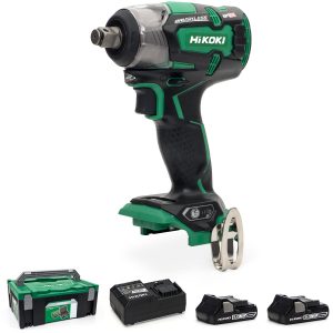 HiKOKI WR18DBDL2/JM 18V Cordless 1/2" (12.7mm) IP56 Impact Wrench Brushless - 2 X 3.0Ah Batteries - Charger - Case