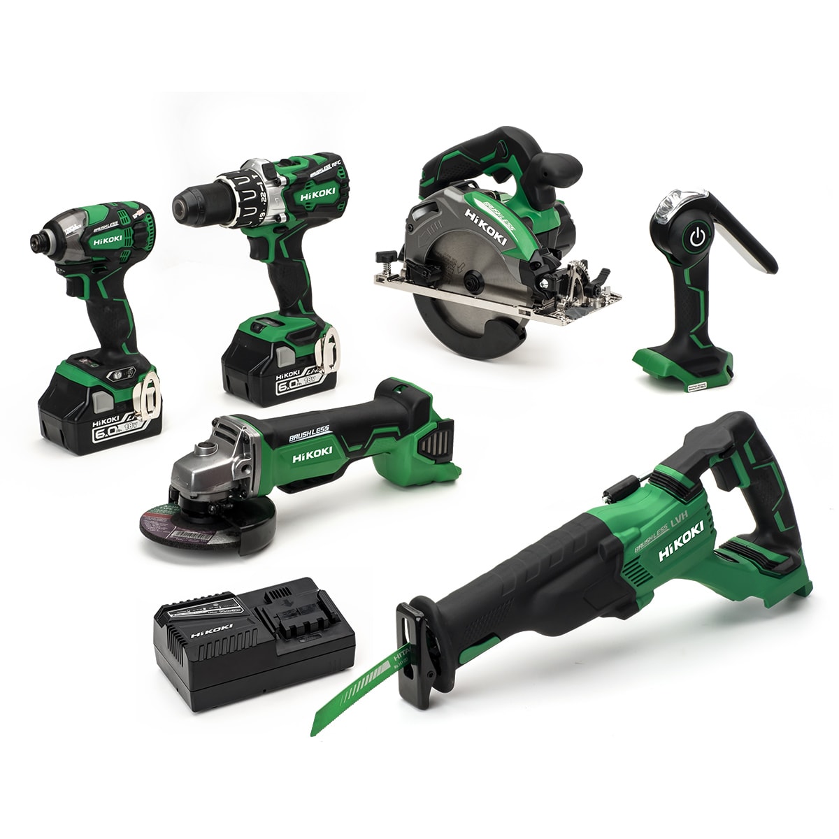 HiKOKI / Hitachi KTL618BL Recip 18V 2x6.0Ah Li-ion Cordless 6 Piece Kit - KTL618BL Recip